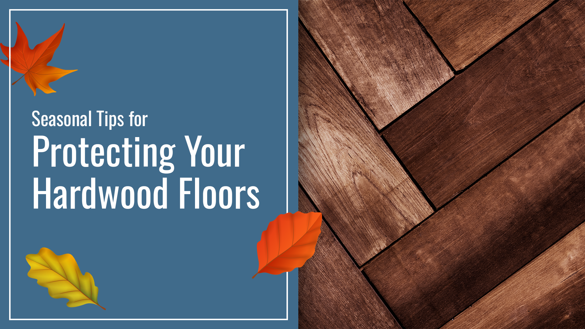 a wood floor text reads seasonal tips for protecting your hardwood floors