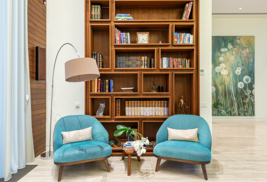 two easy chairs in a reading corner