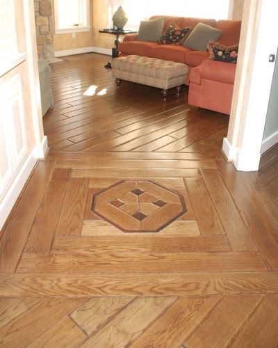 Wood flooring inlay